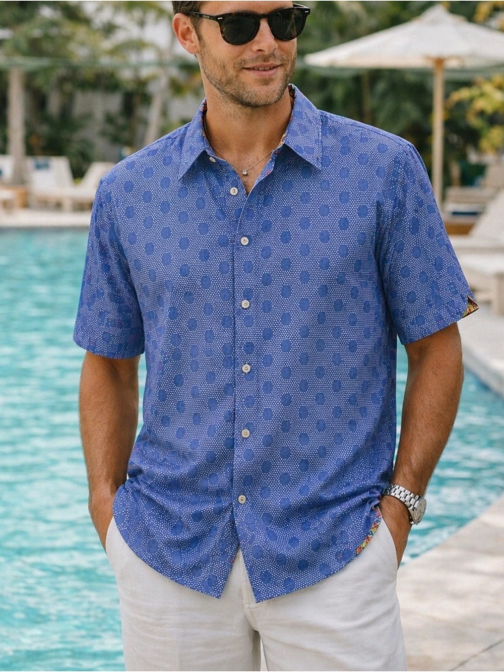 Robert Graham Men’s Short Sleeve Button Down Shirt Size Large